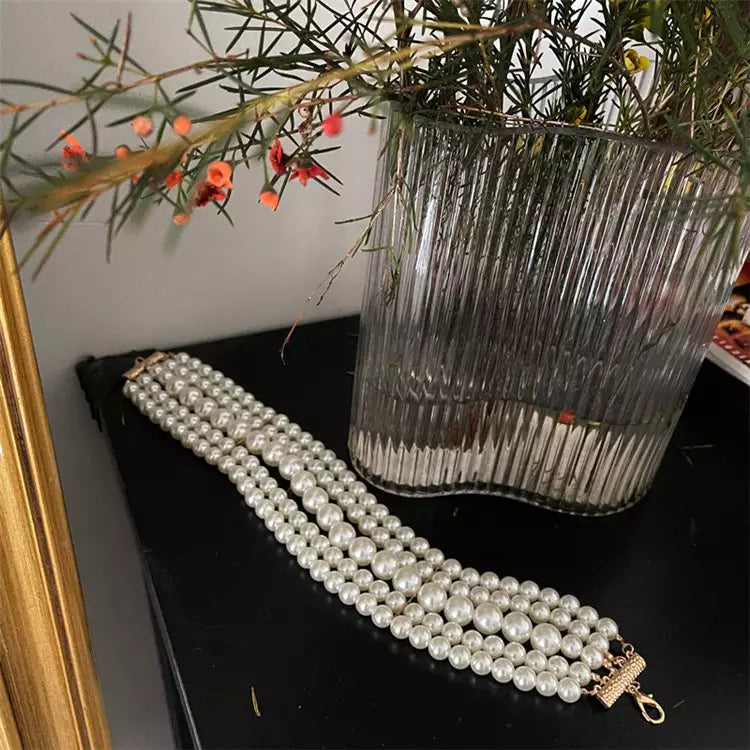 Pearl multilayer choker necklace